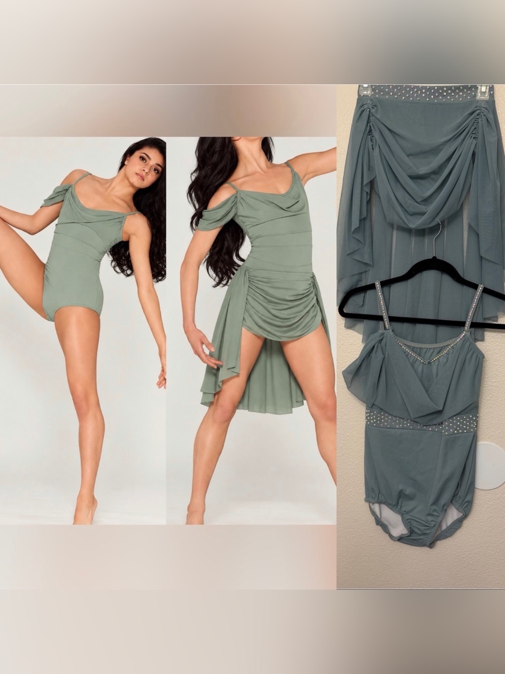 Kelle Dance Solo Costume sage green 2 Piece 5406 4476a  WILDFLOWER SA adult